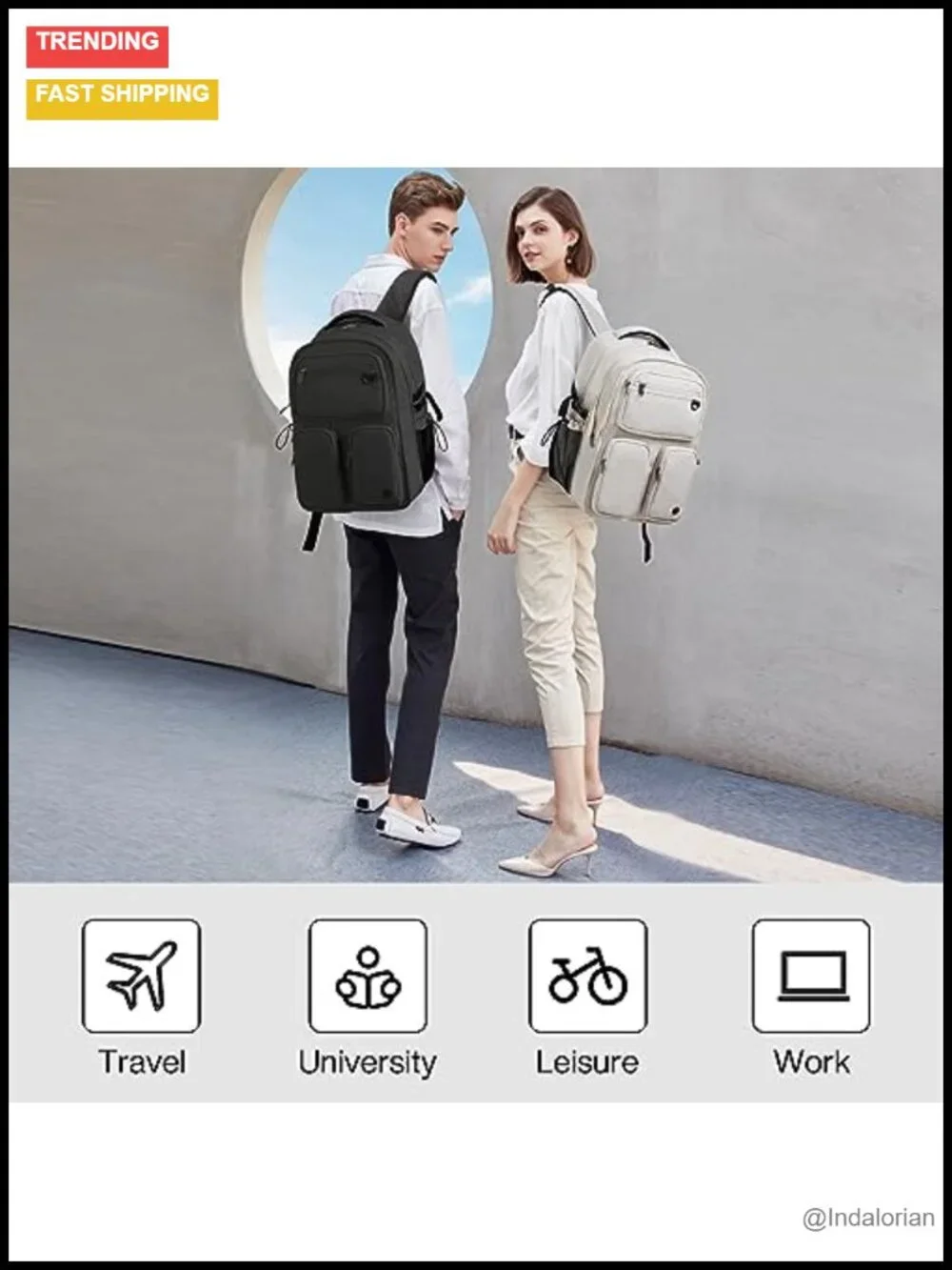 Large Expandable Travel Laptop Backpack, Lightweight Durable College Bookbag